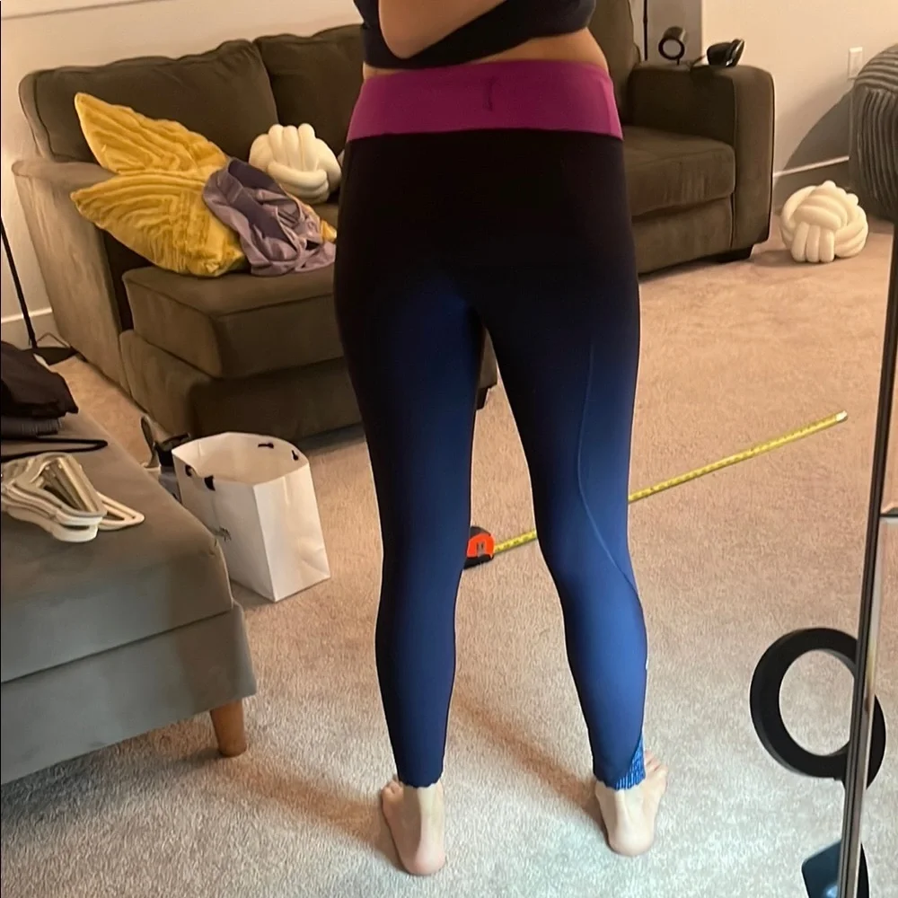 Lululemon Athletica Blue and Pink Leggings Stretchy Athletic Wear